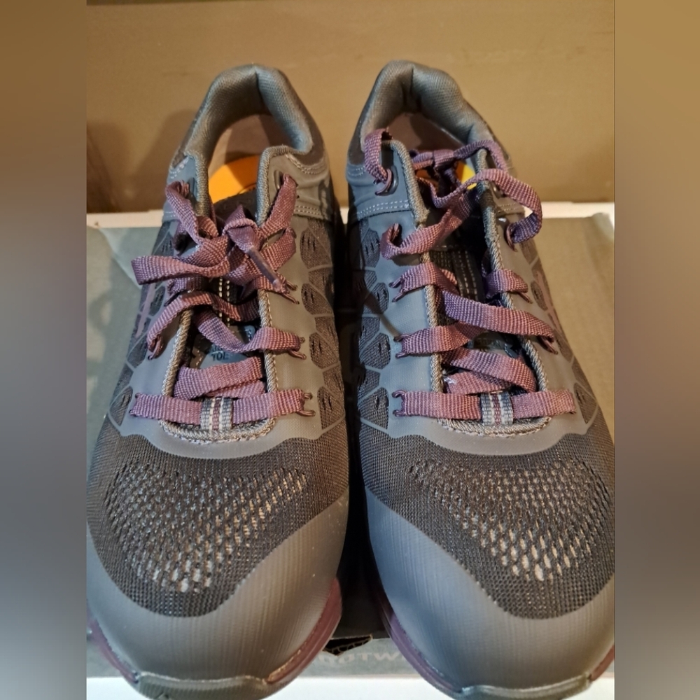 Stylish Gray and Purple Women's Steel Toe Work Shoes